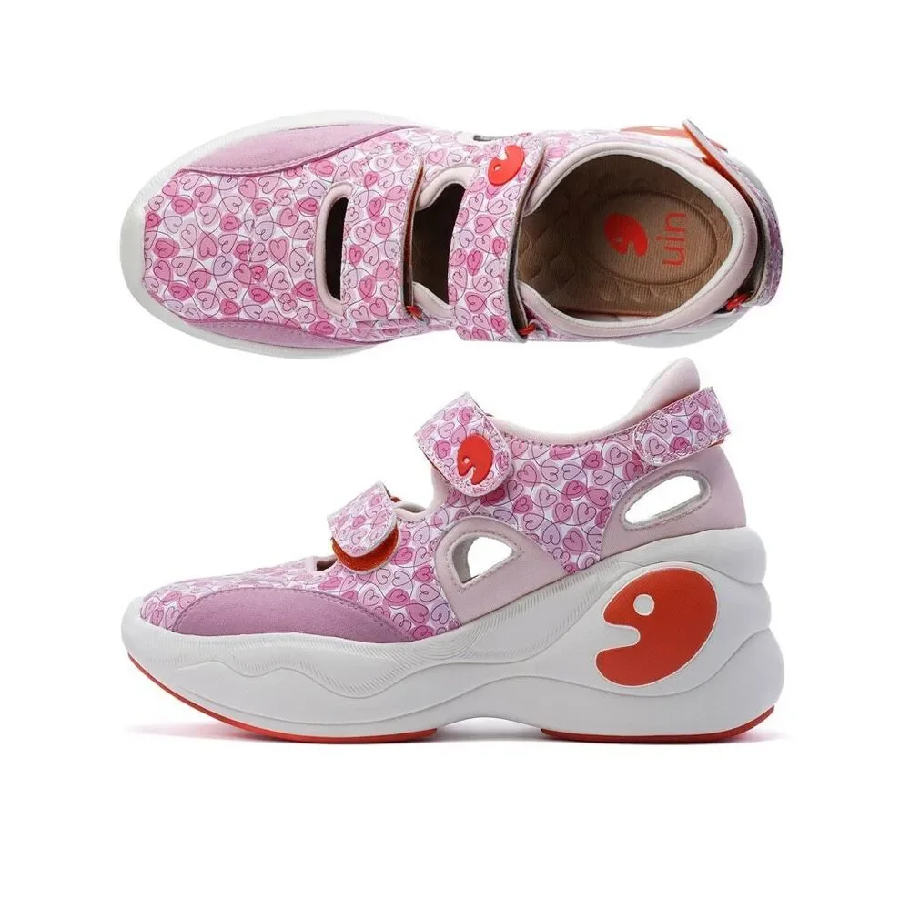 UIN Women's Outdoor Sandal Lightweight Travel Hiking Shoes (Pink Love)